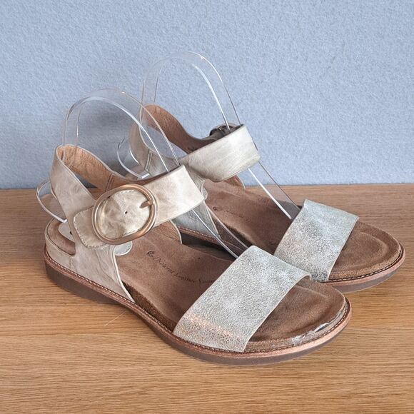 Sofft Bali Women 8 Silver Leather Slingback Open Toe Low Heel Sandals - Picture 1 of 12